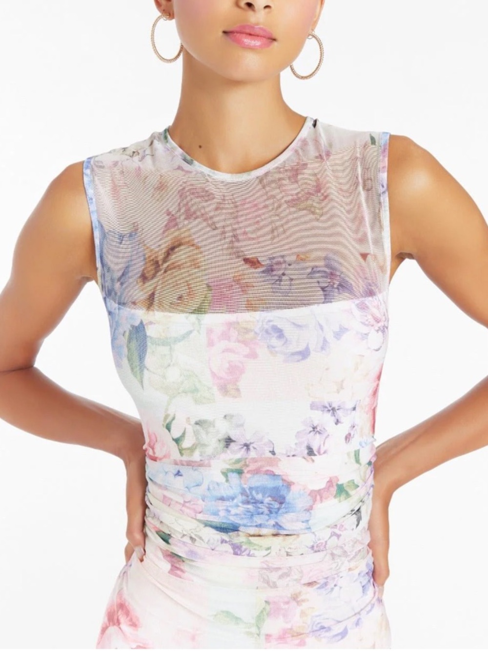 Amanda Uprichard Lyle Sheer Floral Midi rouged pastel Dress Womens MD bridal EUC - Picture 4 of 16
